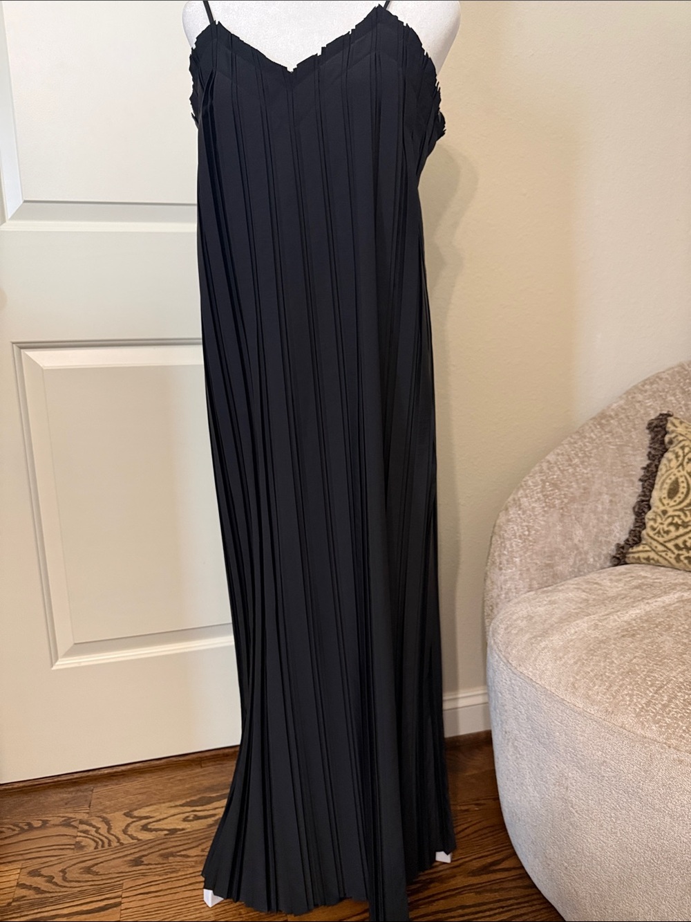 NWT Zara Pleated Black Maxi Dress, Size M